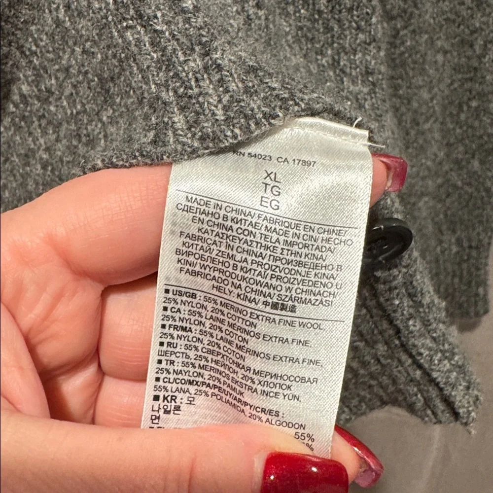 Banana Republic Charcoal Merino Wool Knit Sweater